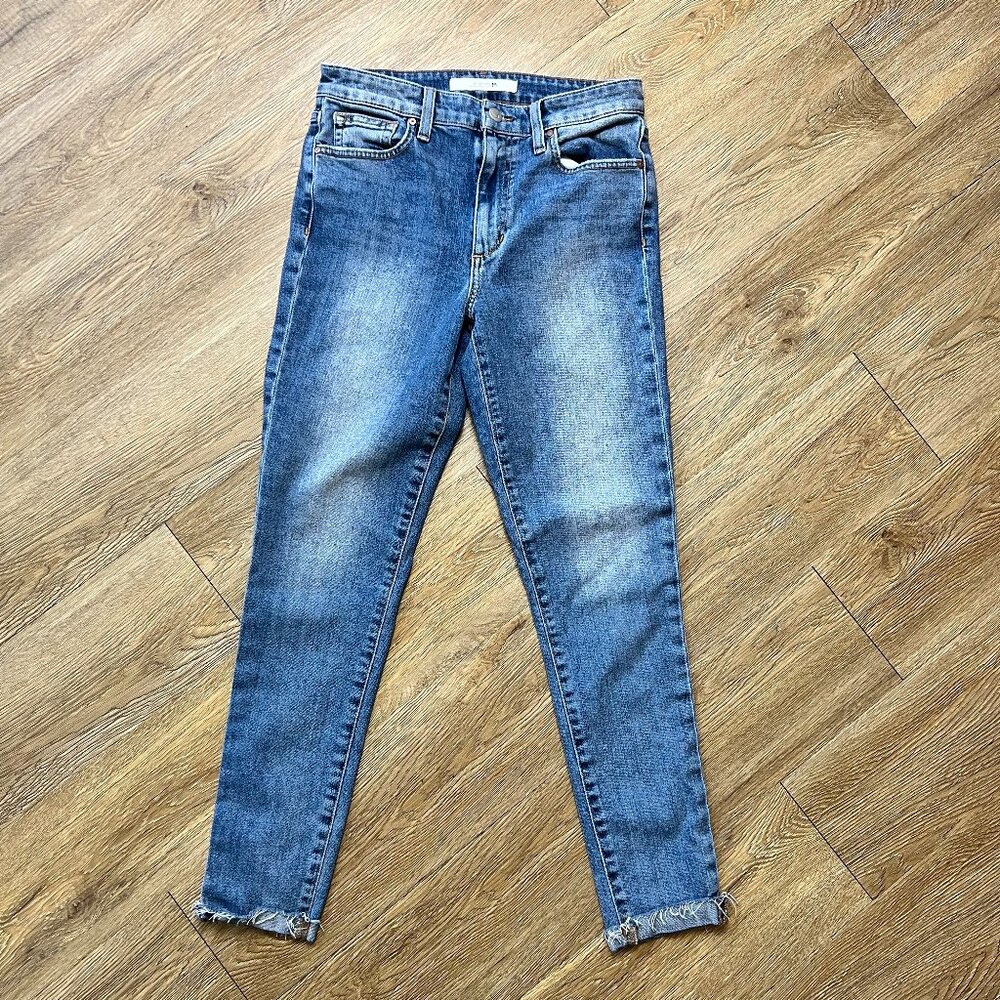 Joe's Jeans Women's 27 x 27 High Rise Skinny Ankle Cuffed Raw Hem Faded Denim